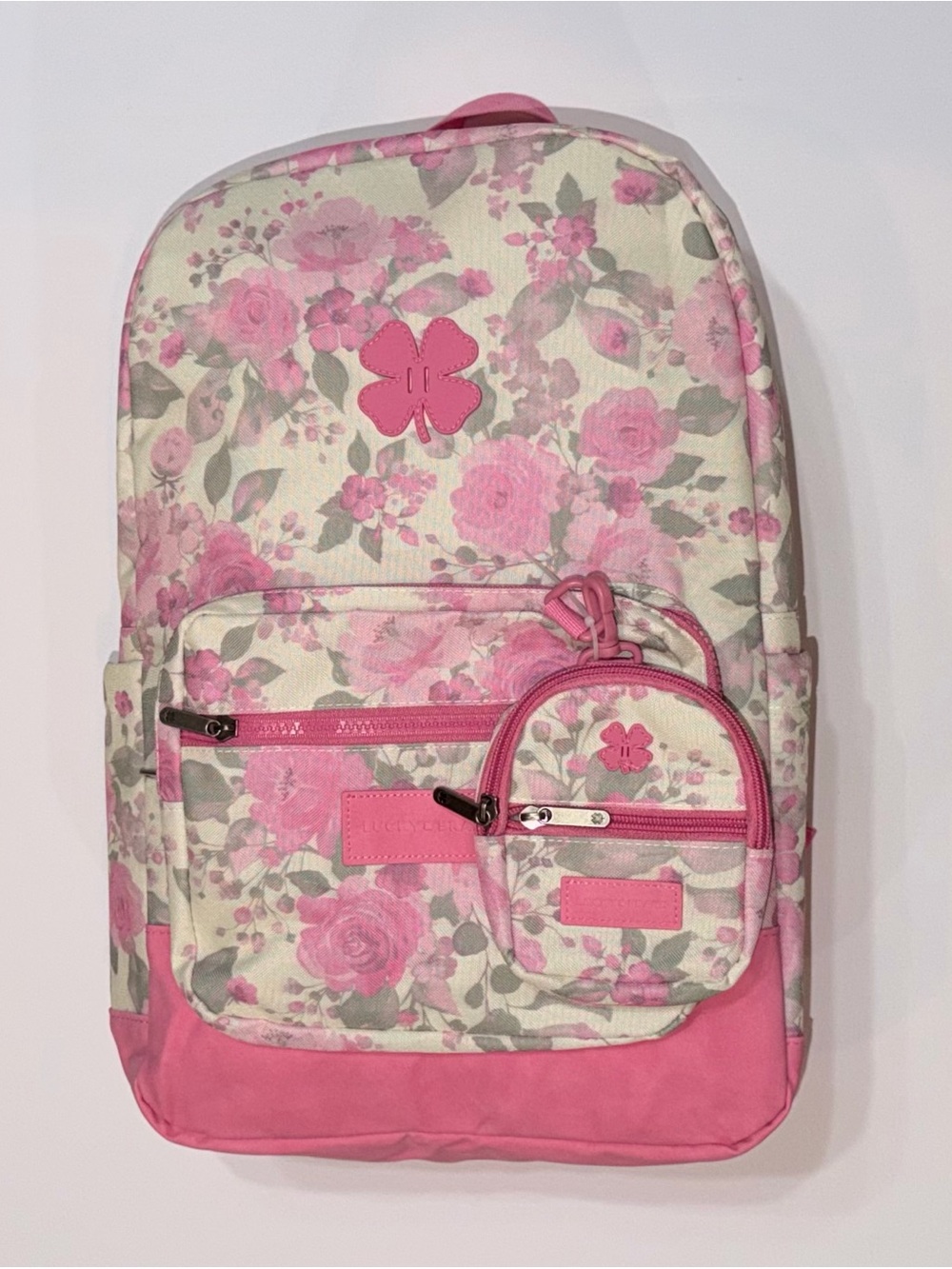 Lucky Brand Pink Floral Botanical Design Backpack + Mini-New